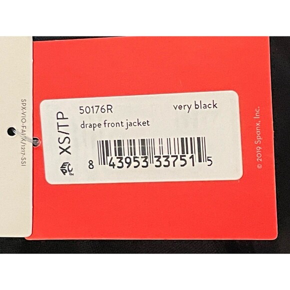 NEW Spanx Drape Front Jacket Faux Leather Shapewear Goth Black 50176R SZ XS - Picture 11 of 12